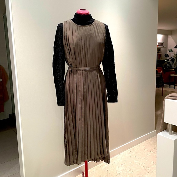 Elk pleated high low dress. - Picture 1 of 6